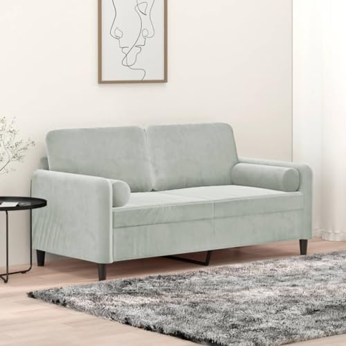 IKAYAA Sofá de 2 Plazas Moderno Sofá de Salon de Terciopelo Sofá Chaise Longue para Salon Oficina 140 cm Gris Claro 3032100_es