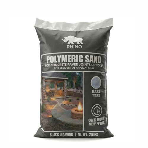 Rhino Power Bond Plus Polymeric Sand for Pavers, Paver Sand Polymeric Driveway Sand, Stone Joint Filler Up to 2 Inch Depth, 20 Pound Black Diamond