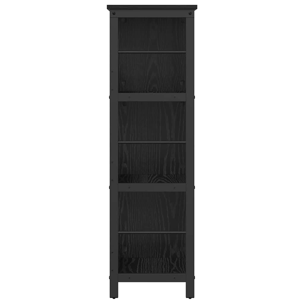 Libreria nera effetto rovere, 102 x 32 x 104,5 cm, con 9 ripiani, robusto telaio in acciaio, versatile per soggiorno, studio, corridoio o biblioteca, design durevole
