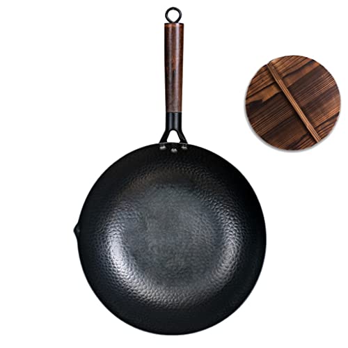 Wok de hierro chino artesanal 32 cm sin recubrimiento