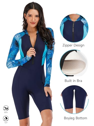 VUTRU Womens One Piece Swimsuit Short Sleeve Rash Guard Padded Bathing Suit UV Protection Front Zip Surf Wetsuit2