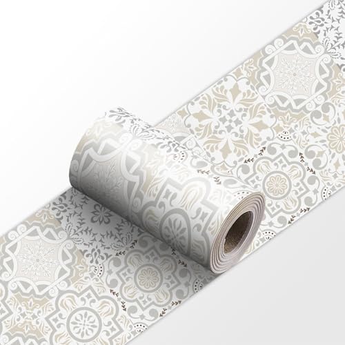 Genérico Cenefa Adhesiva de PVC para Pared, Impermeable y Extraíble   Decoración Autoadhesiva para Cocina, Baño, Salón y Dormitorio, 10cm x 240cm (Estilo 19)