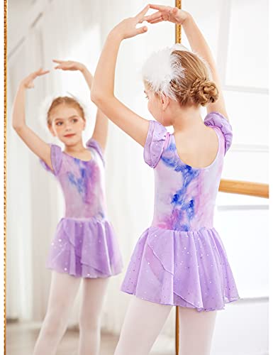 Image of Arshiner Girls Ruffle Sleeve Ballet Dance Dress Tutu Skirted Leotard