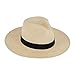 Produktbild Relaxdays Panamahut, Damen & Herren, Strohhut mit Ripsband, breite Krempe, für Kopfumfang: 58 cm, Fedora Hut, beige