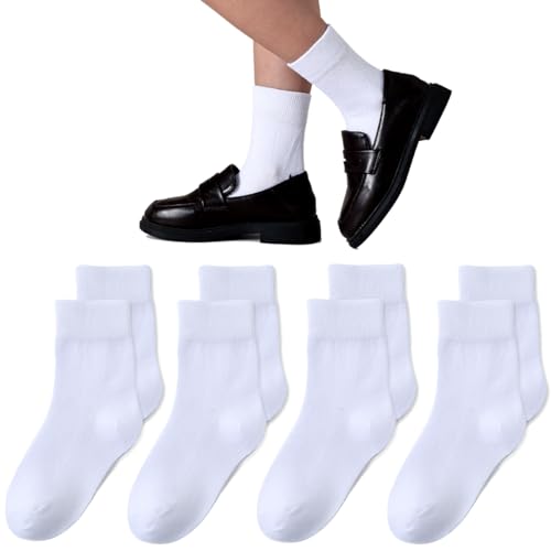 Boys/Girls Seamless Socks Crew Dress Socks Kids White School Cotton Soft Socks