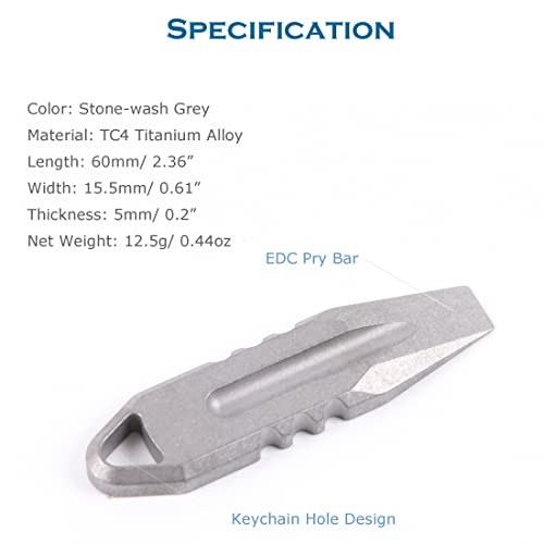 Hamans Titanium Edc Pry Bar Portable Mini Keychain (Grey) #TOP1
