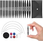 Guclud Interchangeable Circular Knitting Needle Set, 3-Inch Short Knitting Needles Sizes US 2.5, 3, 4, 5, 6, 7, 8, 9, 10 with cable, Accessories and Case, 9-Pairs