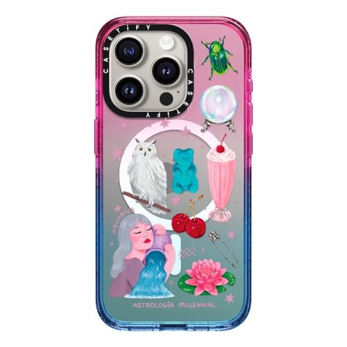 Coque iPhone 15 Pro CASETiFY Impact antichoc MagSafe protection militaire Verseau Barbe à papa