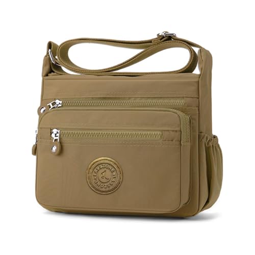 LassZone Women's Multi-Pocket casual Crossbody Bag Handbags impermeável nylon Shoulder Bags Messenger Travel Bag for Shopping Hiking Daily Use, Castanho