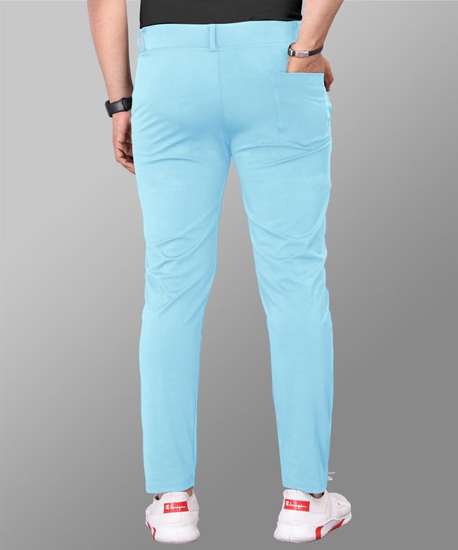 Image of COMBRAIDED Men's Slim Fit Stretchable Casual Trousers | Stylish Lycra Blend Pants for Office, Party