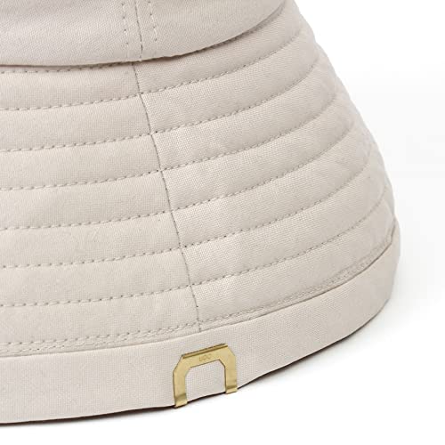 Undercontrol Vintage Bio Washed Cotton Fabric Gold Label Deep Long Brim Adjustable Four Seasons Bucket Hat Korea Safari Hat (Bio Ivory) #TOP6