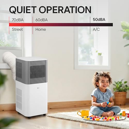 LG 5,000 BTU SACC (8,500 BTU ASHRAE) Portable Air Conditioner, 115V, Cools 150 Sq.Ft. (10' x 15' Room Size), Quiet Operation, LCD Remote Control, and Window Installation Kit, White & Gray - Image 5