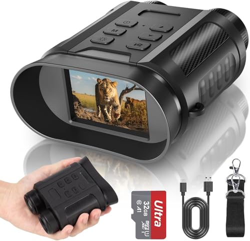 Sovonix Night Vision Goggles 4K 48MP 2500mAh Rechargeable 8X Digital Zoom 7-Level IR Night Vision Binoculars Vista 300m can Save Photo and Video for Camping and Surveillance with 32GB Card