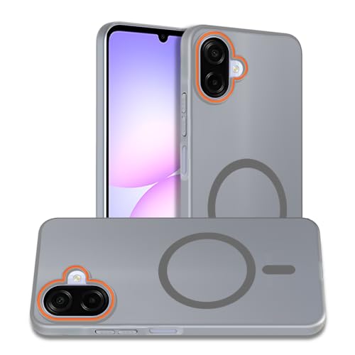 Image of AESTMO Samsung Galaxy A07 / M07 / F07 / F70E Back Cover | Slim Hard Shell | Matte Frosted Hard Back Translucent Back Cover for (Compatible with MagSafe Accessories, Grey)