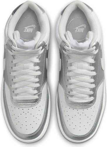 Nike Nike Women's Court Vision Mid Trainers, White metallic silver, 8.5 Women