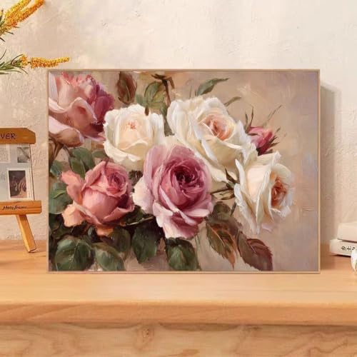 Peinture Diamant Fleur Retro 60x80cm pour Reduire le Stress et Decorer son Salon