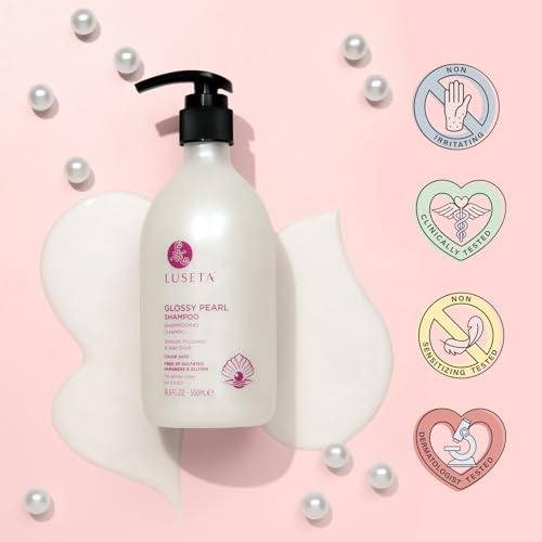 Image of Luseta Glossing Pearl Shampoo and Conditioner Set 2 * 16.9 Fl Oz | Shine Boosting Sulfate Free for Color Treated Hair, Argan Oil Moisturizing Frizz Control Smoothing for Dry Damaged Hair
