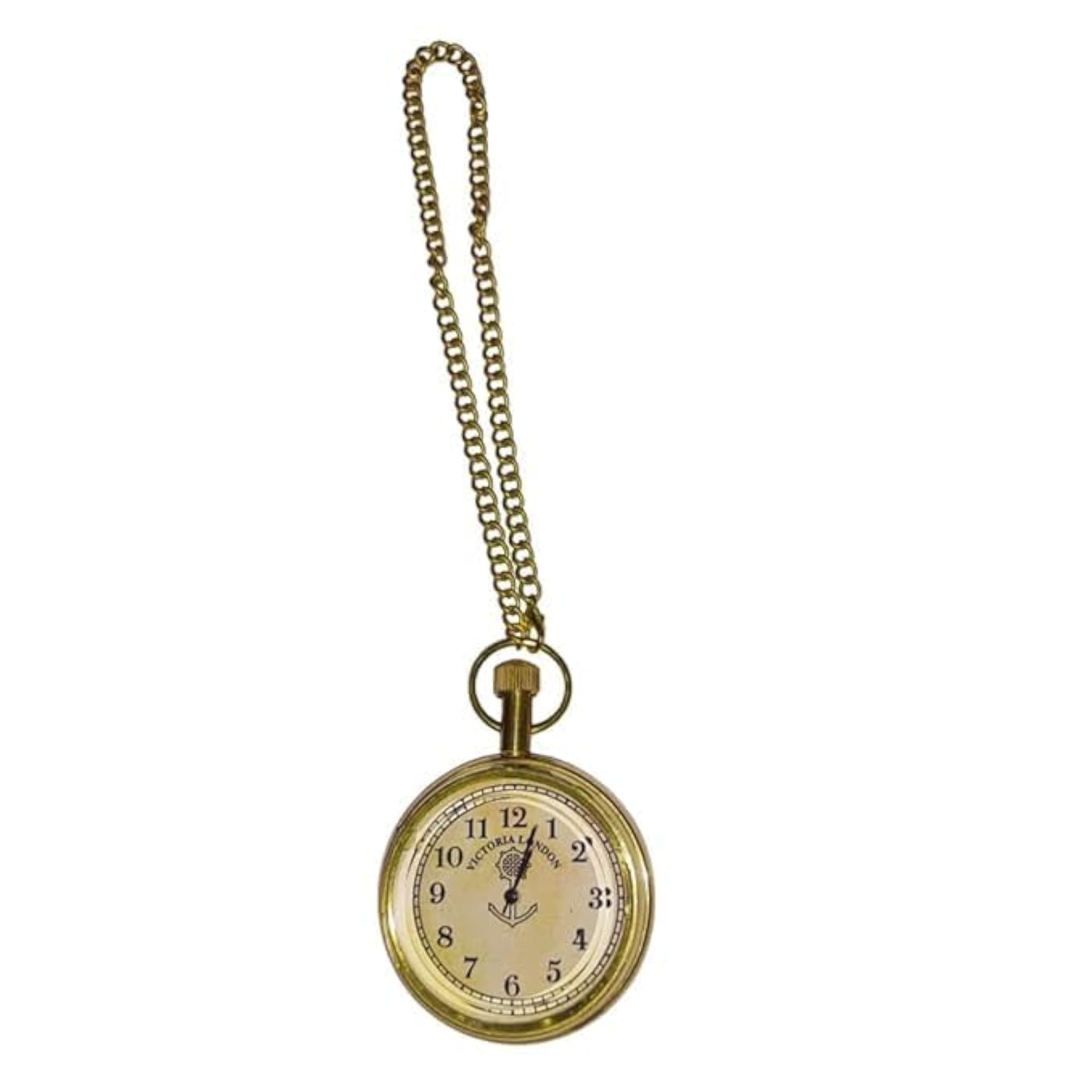 Vintage Pocket Watch with Chain, Classic Gold Design