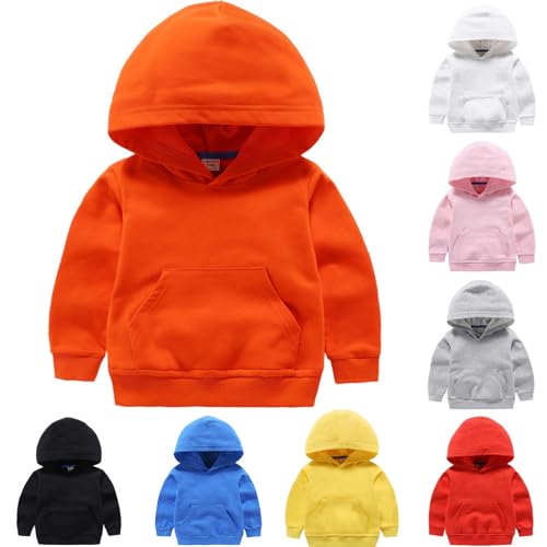 Toddler Hoodies Boys Girls Cotton Pullover with Pocket Long Sleeve Sweatshirt Loose Casual Sports Kids Hooded Sweater