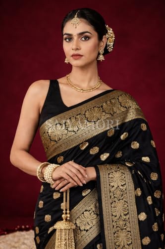 Image of Women's Soft Silk Style Jacquard Saree with Rich Zari Woven Border & Pallu | 5.6 Mtr Saree with 0.8 Mtr Unstitched Blouse