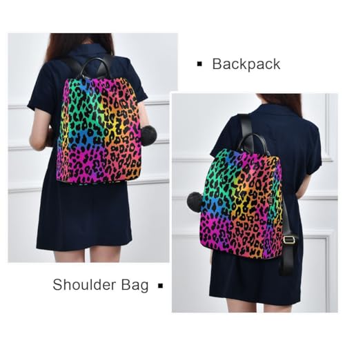 Image of ALAZA Neon Leopard Skin Print Trips Hiking Camping Rucksack Pack for Women