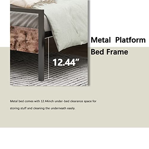 Alazyhome Modern Industrial Twin Size Bed Frame Metal Platform With Rustic Wooden Headboard And Footboard, No Box Spring Needed, Noise Free, Easy Assembly Black #TOP4