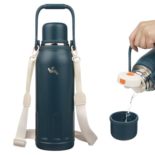 Image of Konokyo 50oz Thermos for Cold Drinks, Insulated Water Bottle, Navy Blue