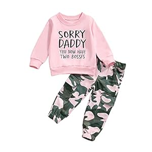 Fernvia Toddler Girls Clothes 2T 3T 4T 5T Fall Outfits Baby Pullover Sweatshirt & Camouflage Pants Set Kids Winter…