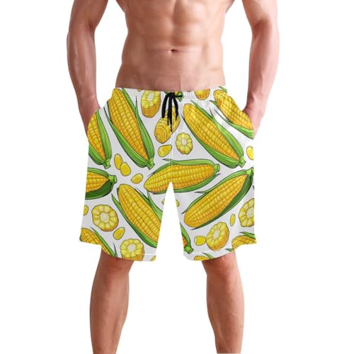 Vegetables Corn Mens Swim Trunks Quick Dry Beach Shorts with Pocket S 2303178