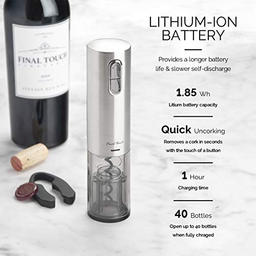 Final Touch Lithium-Ion Electric Wine Corkscrew - Fast Charging Usb - Stainless Steel Body (Wo3032) #TOP1