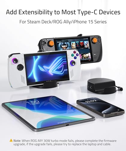 Syntech Mini Dock Compatible with Steam Deck/Steam Deck OLED/ROG Ally, 6-in-1 Docking Station with HDMI 2.0 4K@60Hz, Gigabit Ethernet, 3 x USB 3.0, PD Charging Stable Round Doc - Thumbnail 6