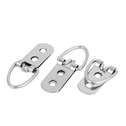 Image of uxcell 55mm x 23mm Double Hole Triangle D Ring Picture Frame Hangers 20PCS w Screws