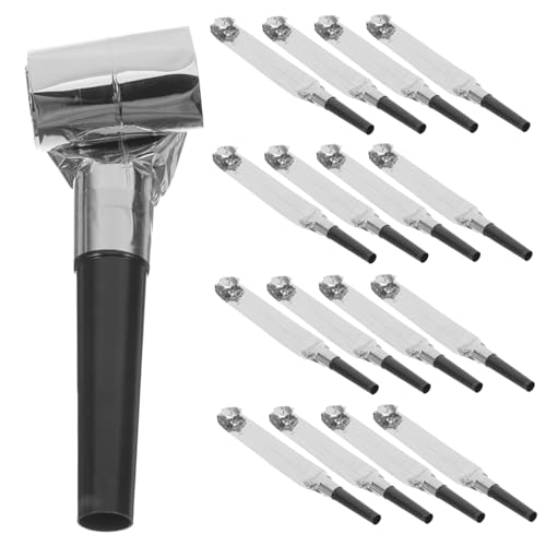 ABOOFAN 100piezas De Fiesta Soplando Dragón Silbatos Para Festivales y Cumpleaños Juguetes De Fiesta Divertida Color Negro y Plata Para Vísperas y Celebraciones