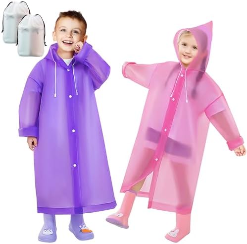 Poncho Antipioggia Bambini Riutilizzabile - Impermeabile EVA, Taglia Universale 90-150cm - Foto 8