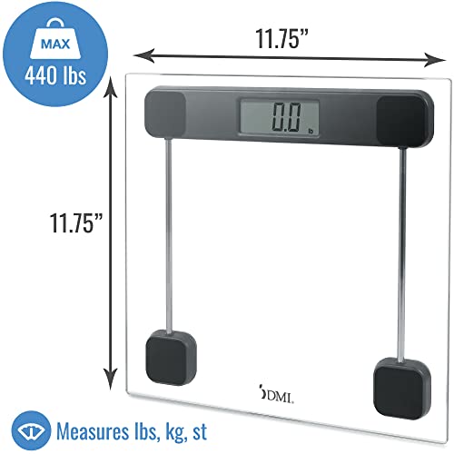 Dmi Tempered Glass Digital Bathroom Scale With Large Lcd Screen, Auto-On Activation, 440 Lbs Weight Capacity, Clinically Accurate #TOP3