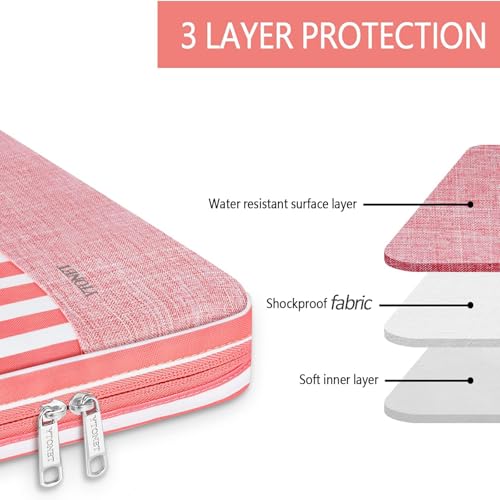Image of Ytonet Laptop Sleeve Case 16 inch, 15-15.6 Inch Laptop Cover with Handle | Compatible with HP, Dell, Lenovo, Asus Notebook, Protective, TSA, Water Resistant, Gift for Women, Pink Stripes