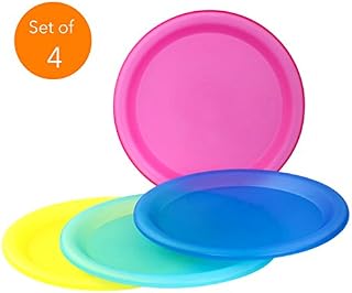 4 Pc Durable Reusable Plate Set - BPA-Free Sturdy Party Picnic Dinner Plates