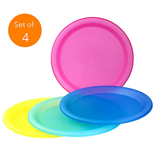 4 Pc Durable Reusable Plate Set - BPA-Free Sturdy Party Picnic Dinner Plates