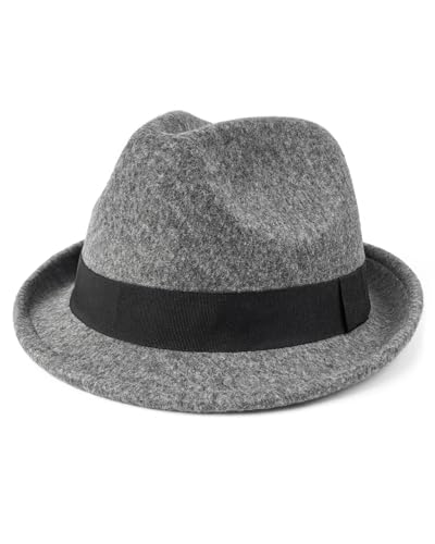 Zylioo L Filz-Gangster Hut,Großer Winter Trilby Fedora Bogarthut Mafia Hut