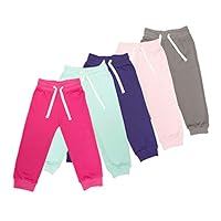 Lovjoy Kinder Jogger Trainingshose für Mädchen - Set mit 3 oder 5 Farben - 1-4 Jahre - weiche Baumwollhose - elastische Taille & verstellbare Kordelzüge