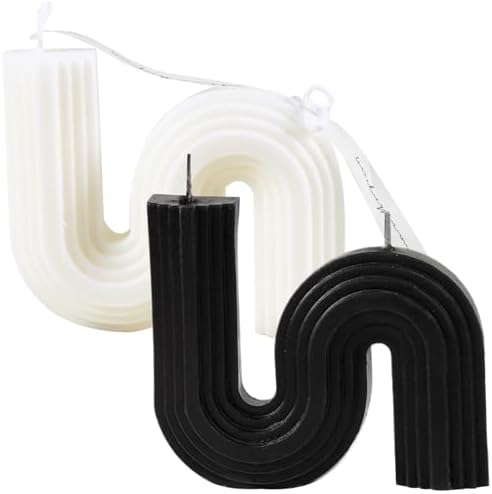 Soulnioi Decorative Candles Aesthetic S Shaped Candles Geometric Candles Soy Wax Candles for Trendy Home Office Aesthetic Room Minimalist Decor Candle (Black)