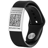 MYLUCKYTAG QR Code Medical ID Bracelet - Emergency Alert Silicone Wristband, Free Online Profile, No Subscription, Waterproof, Fits 5-9 inches