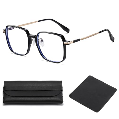 1 par de gafas de lectura con filtro de luz azul, gafas rectangulares metálicas de moda contra la luz azul, gafas de lectura para hombres y mujeres.
