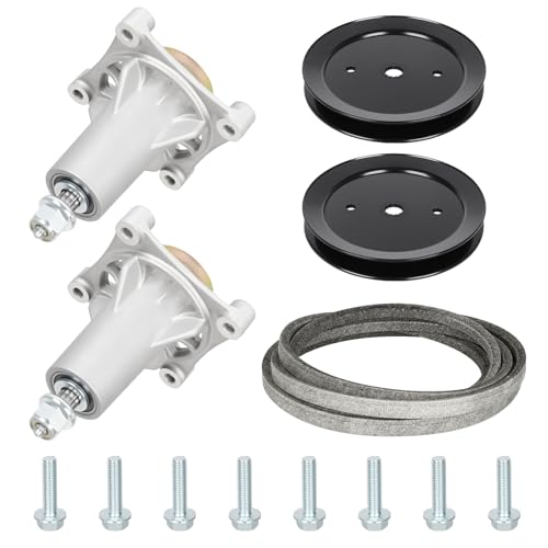 Youxmoto YTH22V46 Deck Rebuild Kit fits Husqvarna 46 Inch YTH24V48 z254 2346XLS 2246LS YTA22V46 YTH18K46 PB195H42LT, 2 Spindles 187292, 192870, 2 Pulleys 195945, 1/2” x 105 3/4