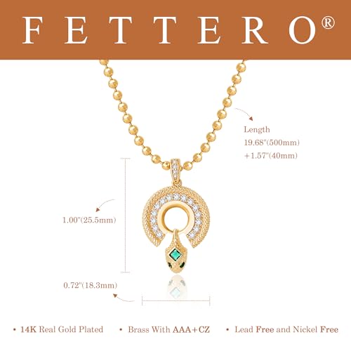 Fettero Dainty Gold Necklace for Women, 14K Gold Plated Pendant Necklace Cubic Zirconia Charm Necklaces for Women Jewelry Gift