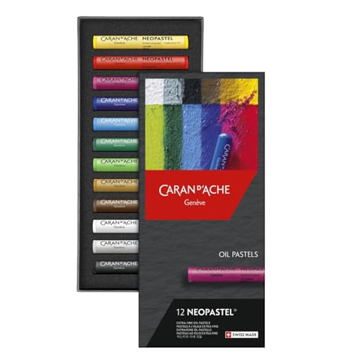 Pastels à l'huile Caran d'Ache NEOPASTEL boîte 12 couleurs J7400312 dessin
