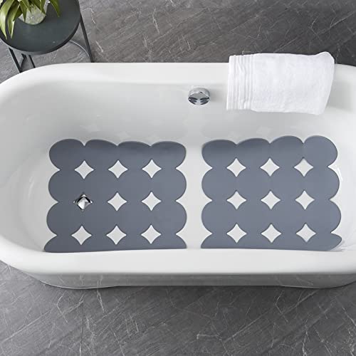 Webos Anti Slip Shower Mat: Natural Rubber Non Slip Bath Mat For Tub With Strong Suction Cups Bathtub & Tub Mats For Elderly And Kids Bathroom Square Shower Floor Stall Matt (Grey, 21X21) #TOP4