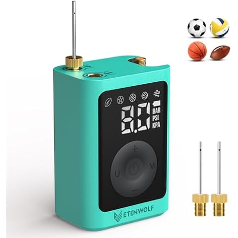 ETENWOLF Electric Ball Pump Inflation & Deflation 2-17 PSI, Basketball Pump with Precise Pressure Gauge, Rechargeable Air Pump for Balls, Soccer Ball Air Pump Cover