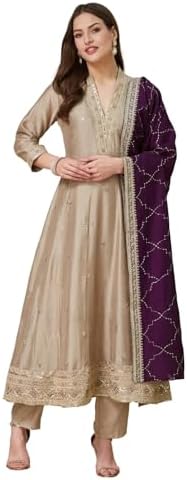 DREAMANGEL FASHION Womens Traditional Silk Floral Embroidered Ana...