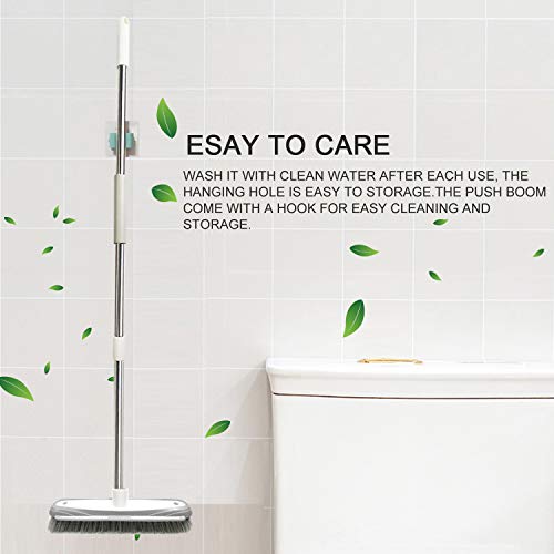 Izsohhome Push Broom,Tub Tile Broom Brush,Stiff Bristles Broom For Shower Cleaning, Patio, Kitchen,Grout And Garage,Indoor Outdoor Cleaning Brush,Adjustable Stainless Steel Long Handle-46.5" #TOP6